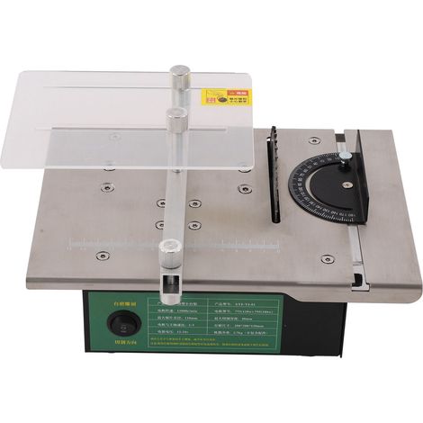 Scie circulaire de table compacte réglable, machine de découpe d'établi pour bricolage manuel métal plastique, AC110-240V prise UE (1/5)