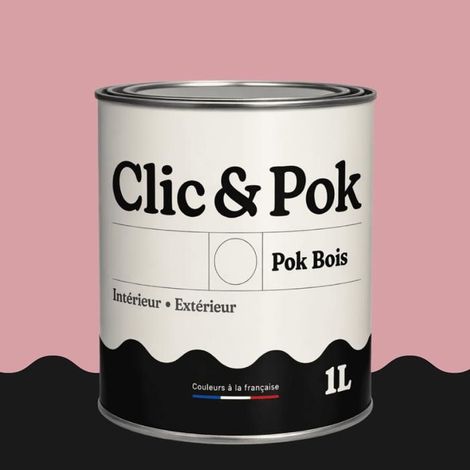 Peinture Bois Extérieur – POK BOIS - 1L - RAL 3015 - Rose clair- Résistante aux intempéries - Ne s'écaille pas