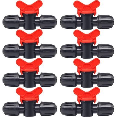 Pr 10 Pièces Vanne Commutation d'Irrigation, Irrigation Pipe Valve Switch, Robinet Jardin en Plastique PE, Robinet Barbelé Double Mâle, pour L'irrigation des Pelouses de Jardin, pour 16mm Tuyau