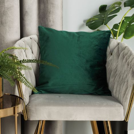 Taie d'oreiller décorative VELVI Vert bouteille en velours 40x40cm (1/3)