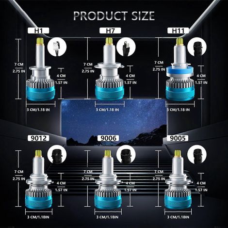 Ampoules de phares LED H7, étanches IP68, 6000K, 100W, lot de 2