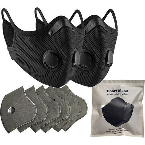 L Plus Masque Anti-Poussière FFP2 NR - Lavable avec 6 Filtres à Charbon Actif pour Menuiserie, BTP, Meulage (1/5)