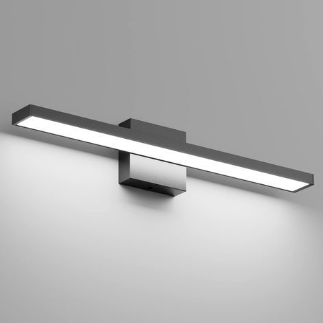 Lumière LED Miroir Salle de Bain 60cm, 20W 2000LM Applique Miroir Salle de Bains, IP44 Lampe Miroir Salle de Bain Moderne, 6000K Blanc Froid, 144 LEDs, 110-240V, Noir [Classe énergétique F] (1/5)