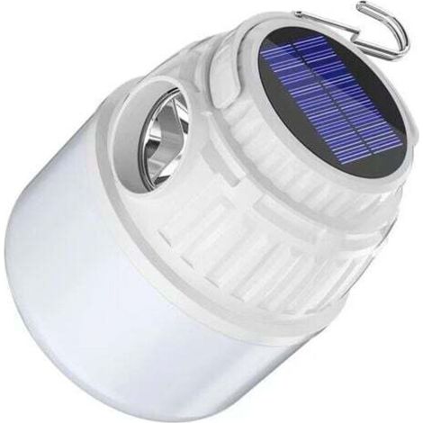 Realky LED-Campinglaterne, wiederaufladbare Solar-Campinglampe mit Typ-C-Anschluss, 4 Helligkeitsstufen, tragbare wasserdichte Campinglampe für Camping, Angeln, Wandern und Notfälle [Energieklasse A++