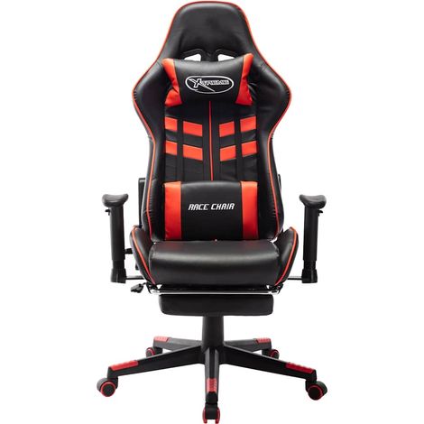 Maison Exclusive - Sedia da Gaming con Poggiapiedi Rossa e Nera in Similpelle (1/5)