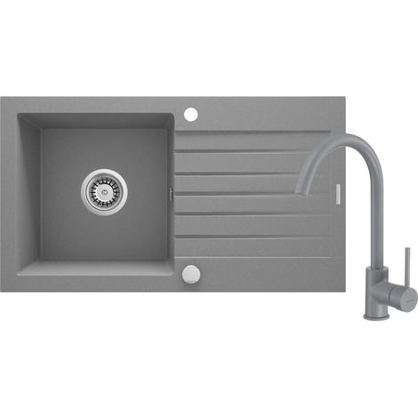 deante ZQZBS113 Fregadero de granito con grifo monomando con escurridor. (1/3)