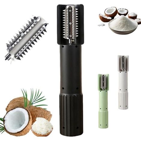Rallador de coco eléctrico mejorado 2026，rodillo giratorio de acero inoxidable y diseño antisalpicaduras para uso en la cocina (negro) (1/5)