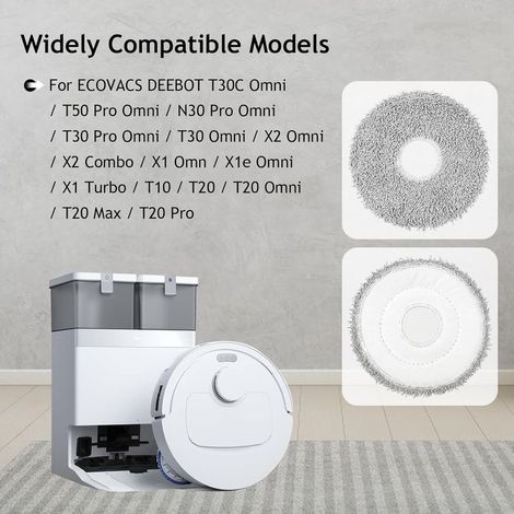 Serpillières pour ECOVACS DEEBOT T30C Omni, T50 Pro Omni, N30 Pro Omni,X2 Omni, X2 Combo, T30 Pro Omni, X1 Omn, X1e Omni, X1 Turbo,T10, T20, T20 Omni,T20 Max,T20 Pro aspirateur Chiffon (1/5)