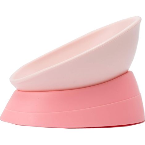 MINKUROW Bulldog Ciotola In Gomma Antiscivolo Per Cani E Gatti Con Base Angolata, Rosa (1/5)