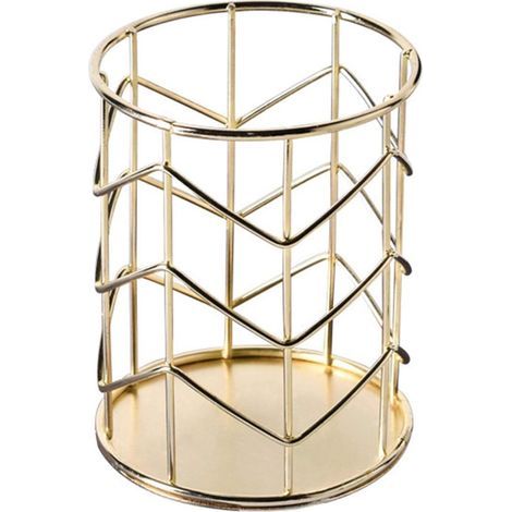 Round Hollow Pencil Pot Cosmetic Pencil Pot Stationery Storage Organizer Multifunction Hollow Metal Pencil Pot for Office and Home Desktop Storage Gadget (1/5)