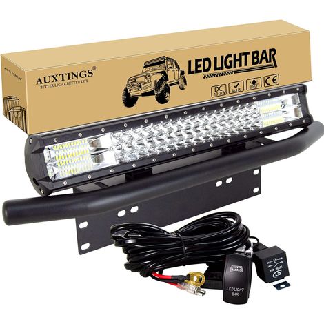 50 cm 288W Spot Travail de faisceau d'entraînement avec plaque d'immatriculation Support de montage 12V Câblage Harnais Kit Rocker Commutateur Power Relais Puissance Fusible,12V 24V (1/5)