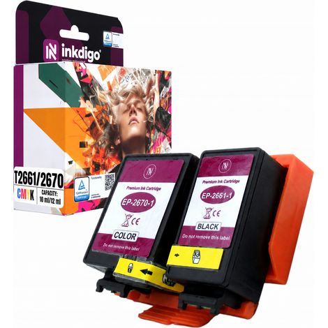 Tinta Inkdigo T2661 T2670 compatible con Epson WF-100W WF-110W. Certificación TÜV. (1/5)
