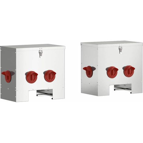 vidaXL  Chicken Feeder  2 pcs Silver 40.5 x 25 x 38 cm Galvanised Steel
