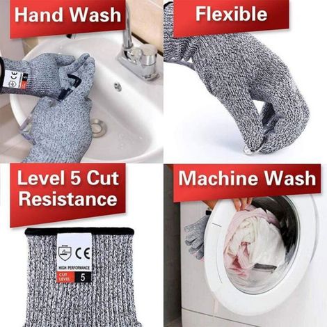 Gants de travail anti coupures - Niveau 5 EN388 Nylon élastique léger - Cuisine jardinage menuiserie - Taille L (1/4)