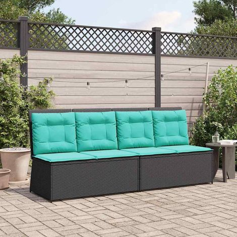 Banc de jardin inclinable en polyrotin noir, 2 places, dossier réglable - PANGIVO (1/5)