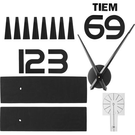 Horloge Murale Sans Cadre Autocollante Miroir Salon Chambre Bureau Décor DIY Noir