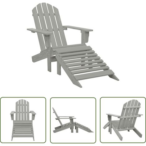 The Living Store Chaise de jardin avec pouf Bois Gris - Fauteuil De Jardin - Chaise De Jardin - Pouf De Jardin - Mobilier De Jardin - Salon De Jardin (1/5)