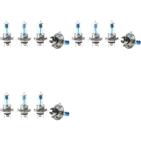 12 ampoules halogènes H4 pour phares de voiture, lumière blanche, 100 W, 12 V (1/5)