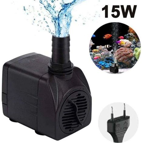 Pompe submersible, Pompe fontaine,pompe eau ultra silencieuse avec avec cordon d\'alimentation de 5 pieds, 1buses pour aquarium, aquarium, statuaire, culture hydroponique, 15W (1/4)