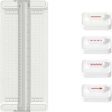 Coupe-papier bidirectionnel 4 en 1 Irovami, massicot portable avec lames droites, ondulées et perforées, 36,5 cm (14,37 po) pour papier cartonné, scrapbooking, étiquettes et cartes, blanc (1/5)