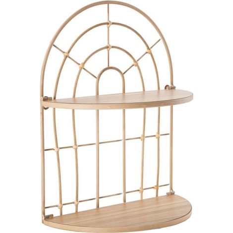 Mensola doppia da muro struttura in rattan e legno MDF per interni (1/5)