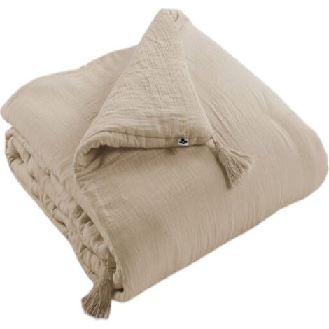 Bout de lit gaze de coton 90 x 200 cm Gaia ficelle (1/3)