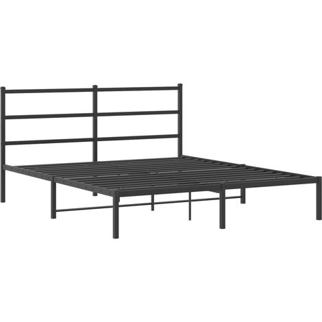 Estructura cama sin colchón con cabecero metal negro 160x200 cm vidaXL