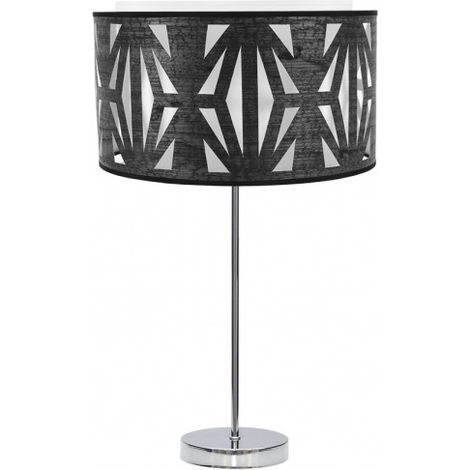 Sobremesa Alto Katerina 1xe27 Cromo/madera Negra 61x30x30 Cm