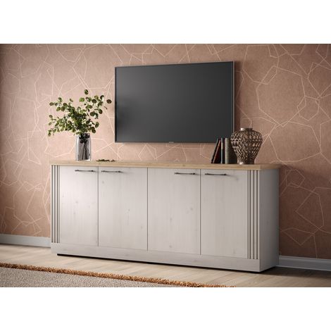 Buffet/bahut contemporain 4 portes chêne blanc Elbeth