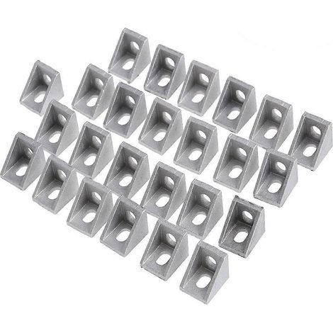 25 Winkelverbinder 2020 für 20 mm Aluminiumprofile (matt) – Silber (1/3)