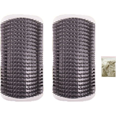 Brosse Auto-Nettoyage Pour Chat - Base En Plastique Écologique Et Soies En Caoutchouc Souple - Montage En Coin Mur Ou Meuble - 1 Pièce (1/5)