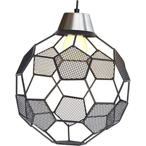 Abat-jour Décoratif Rétro Creux Football en Acier Inoxydable Noir (1/5)