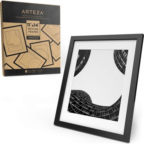 Cadres photo 27.9 cm x 35.5 cm ou 20.3 cm x 25.4 cm Pack de 2 avec un dessous blanc - Cadre finition bois - Façade en verre pur - Cadres muraux pour documents et certificats - Galerie murale (1/5)