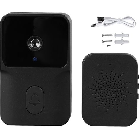 Sonnette vidéo avec caméra WiFi 19, interphone à Vision nocturne IR avec changement de son pour la maison, noir