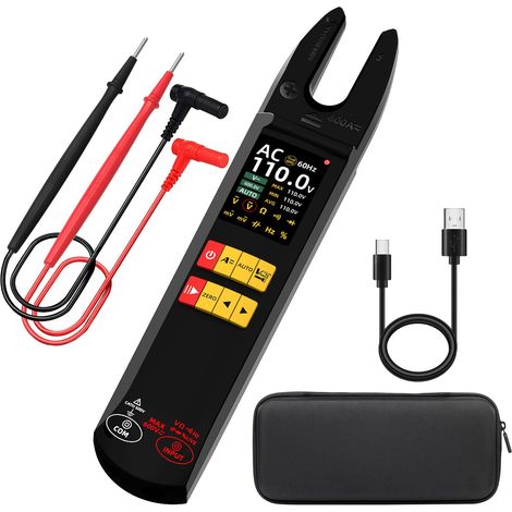 BSIDE U5 Pince Ampèremétrique Ouverte DC AC 600A TRMS Multimètre Numérique Automatique avec 2,8" Grand Écran Couleur Testeur de Tension Courant Fréquence Diode Capacité NCV Fil Électrique (1/5)