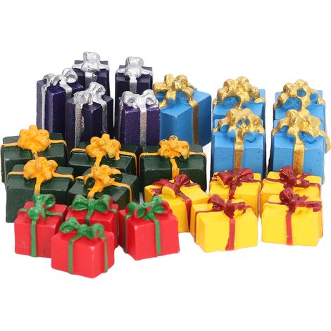 25 Pièces Mini Boîtes Cadeaux de Noël en Résine pour Maison de Poupée 1:12, Ornements Éducatifs Multicolores (1/5)