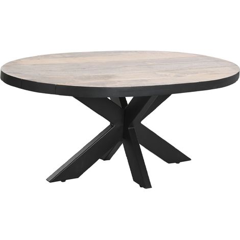 Table basse ovale en bois de manguier / métal coloris naturel - Longueur 130 x Profondeur 70 x Hauteur 45 cm -PEGANE- (1/5)