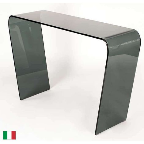 Consolle in Vetro Curvato Trasparente L 112 Made in Italy - Tibero  Trasparente Fumè (1/3)