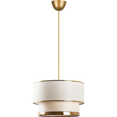 Suspension en métal - D.30 x H. 65 cm - Doré et beige - RAYONA
