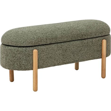 Made In Meubles – Banc d'entrée en bois de pin et tissu bouclette vert – Dimensions 108x41x48 cm – Style contemporain pour entrée ou chambre