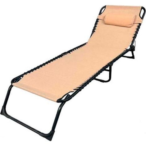 TrAdE Shop Traesio - Lettino Prendisole Sdraio Senza Parasole In Textilene Crema Reclinabile Giardino 483009 - (1/5)