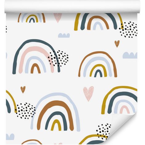 Papier peint Cœurs et Arc-en-ciel pour Salon et Chambre 50x1000 cm (1/5)