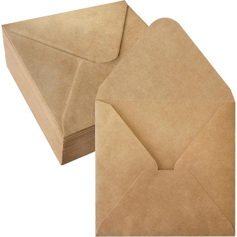 50 Square Envelopes 155 x 155 mm Kraft Paper 120 g/m² Brown (1/5)