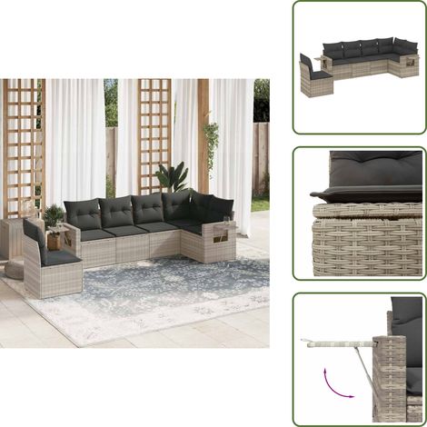 vidaXL Salon de jardin 6 pcs avec coussins gris clair résine tressée (1/5)