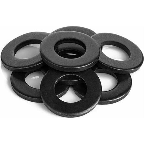100 rondelles plates noires - Rondelles de fixation en acier carbone M3 M4 M5 M6 M8 M10, entretoises pour bricolage (1/5)