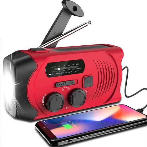 Filiyano – lampe torche LED et – Radio à manivelle, DAB/FM, avec batterie 1000 MAH, portable et solaire, avec lampe torche LED et liseuse, DAB+, radio (1/4)