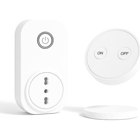 Prise télécommandée avec télécommande, prise électrique avec interrupteur sans fil 200 m contrôle à distance marche/arrêt pour appareils ménagers, prise sans fil italienne 10 A 16 A, blanc, 2 (1/4)