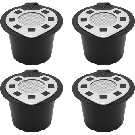 Set di 4 cialde di caffè ricaricabili - Lavabili in lavastoviglie - Con coperchio in acciaio inox