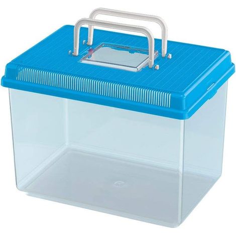 1 Aquarium en Plastique, Couvercle Amovible, Poignée de Transport, Pour Poissons et Reptiles