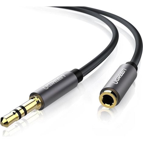 Câble d'extension audio AUX Ugreen AV118, prise jack 3,5 mm, 2 m (noir) (1/5)